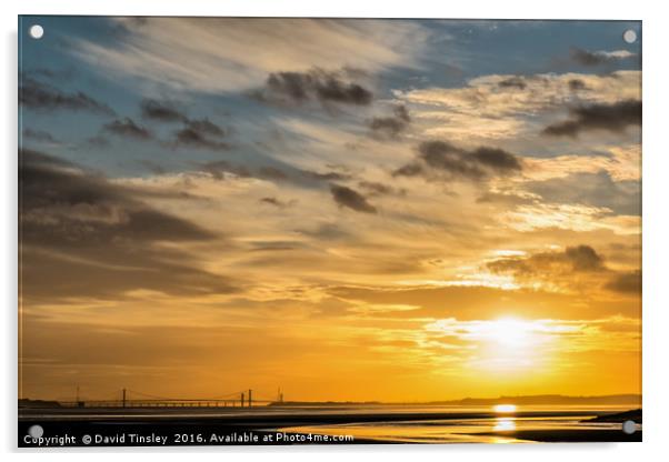 Severn Bridge Sunset Acrylic by David Tinsley