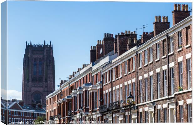 Anglican cathedral from Falkner Square Canvas Print by Jason Wells