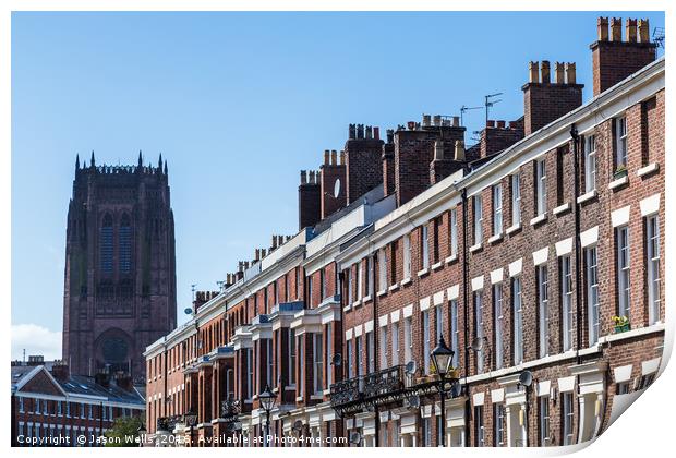 Anglican cathedral from Falkner Square Print by Jason Wells
