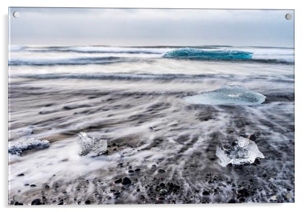 Jökulsárlón Black Sands Beach - Icelandic Views Acrylic by Gail Johnson