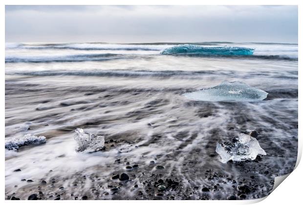 Jökulsárlón Black Sands Beach - Icelandic Views Print by Gail Johnson