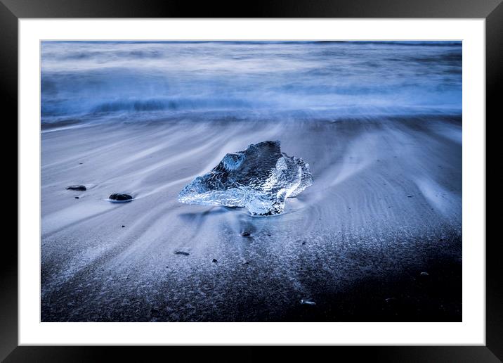 Jökulsárlón Black Sands Beach - Icelandic Views Framed Mounted Print by Gail Johnson