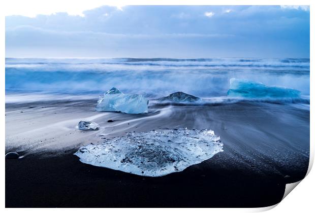 Jökulsárlón Black Sands Beach - Icelandic Views Print by Gail Johnson