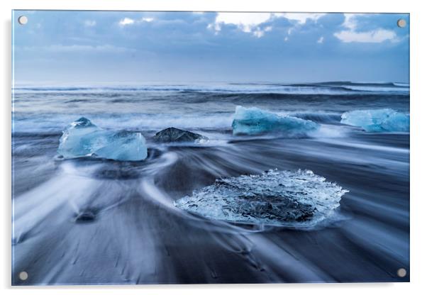 Jökulsárlón Black Sands Beach - Icelandic Views Acrylic by Gail Johnson