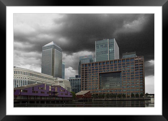 Canary Wharf Docklands Framed Mounted Print by David French