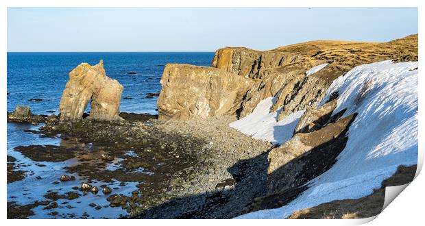 Húsavík and a  sea arch Icelandic Views Print by Gail Johnson