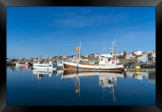 Húsavík harbour Icelandic Views Framed Print by Gail Johnson