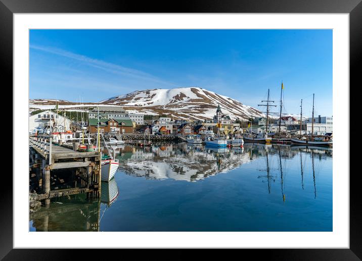 Húsavík harbour Icelandic Views Framed Mounted Print by Gail Johnson