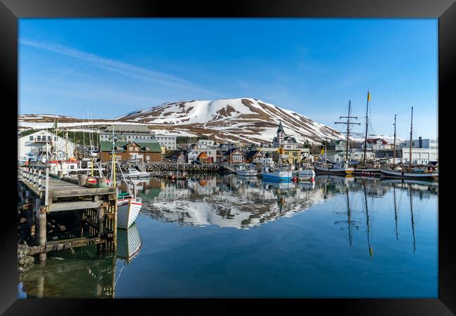 Húsavík harbour Icelandic Views Framed Print by Gail Johnson