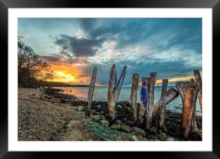 Woodside Bay Isle Of Wight Sunset Framed Mounted Print by Wight Landscapes