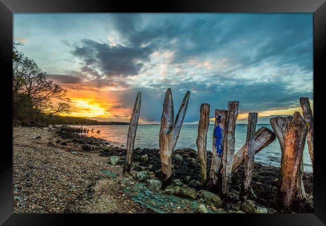 Woodside Bay Isle Of Wight Sunset Framed Print by Wight Landscapes