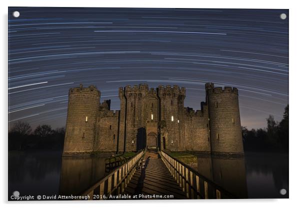 Bodiam Castle Star Trails Acrylic by David Attenborough