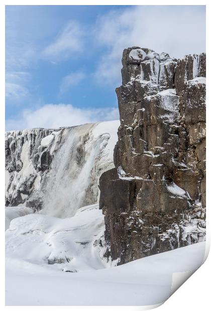 Öxarárfoss  waterfall Icelandic Views Print by Gail Johnson