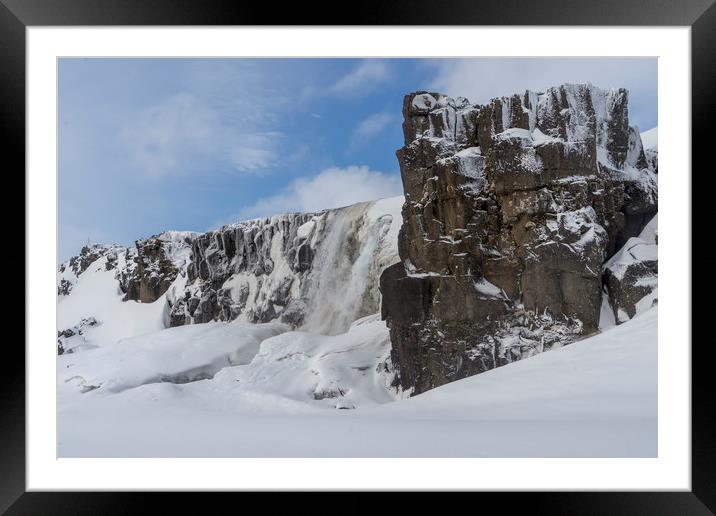 Öxarárfoss  waterfall Icelandic Views Framed Mounted Print by Gail Johnson