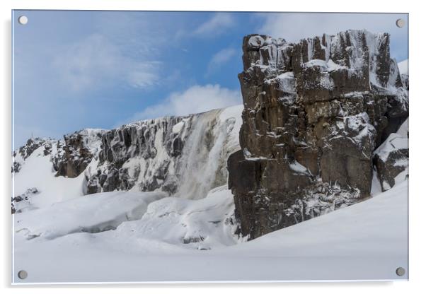 Öxarárfoss  waterfall Icelandic Views Acrylic by Gail Johnson