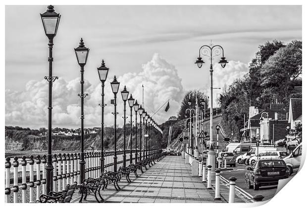 The Promenade Penarth Mono Print by Steve Purnell