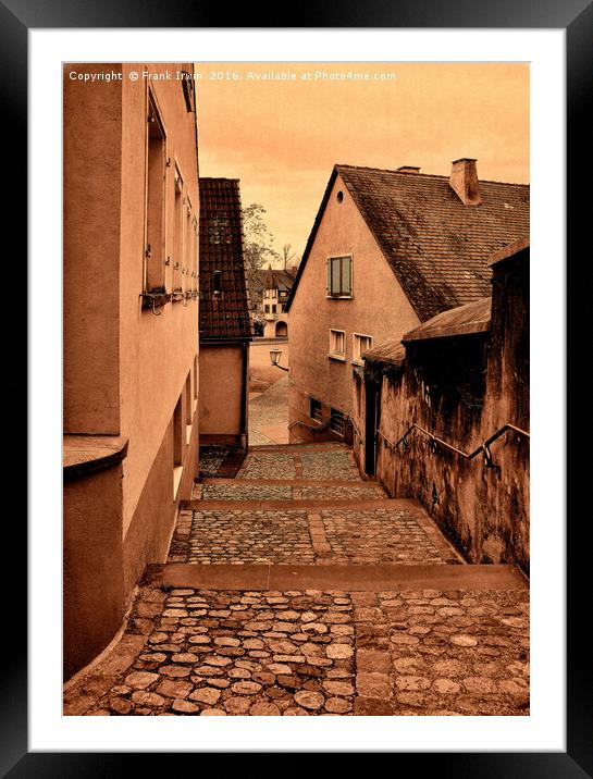 Steep hill in Breisach, Germany (grunged) Framed Mounted Print by Frank Irwin