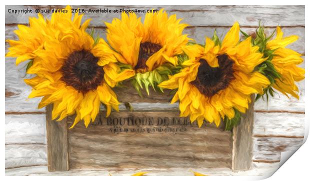 sunflowers van gogh style Print by sue davies