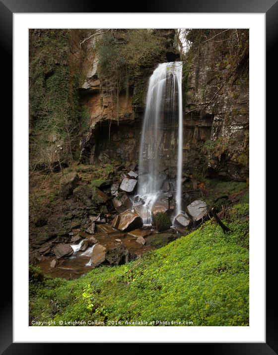 Melincourt falls South Wales Framed Mounted Print by Leighton Collins