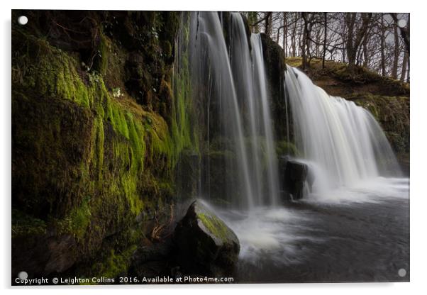 Sgwd Ddwli Uchaf waterfalls South Wales Acrylic by Leighton Collins