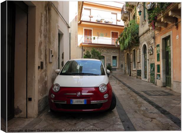 Fiat 500 in Sicily Canvas Print by Piers Thompson
