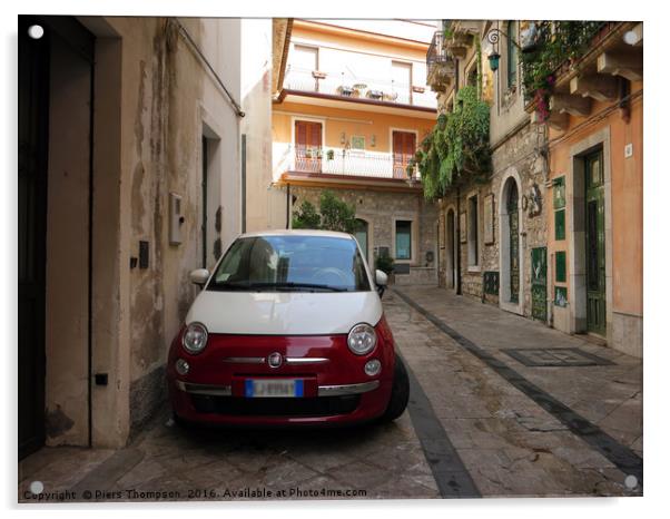 Fiat 500 in Sicily Acrylic by Piers Thompson