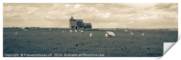 Spring church with lambs Print by Framemeplease UK