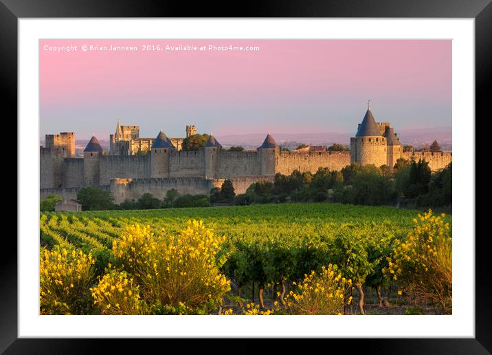 Carcassonne Dawn Framed Mounted Print by Brian Jannsen
