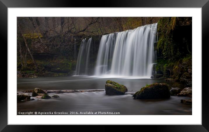 Welsh Waterfall  Framed Mounted Print by Agnieszka Grzeskow