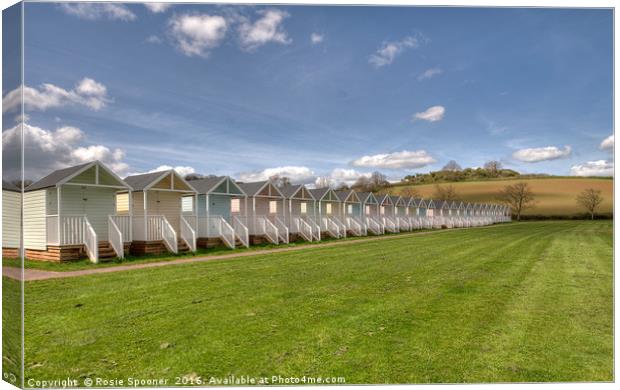 Beach Huts on the green at Broadsands Beach Canvas Print by Rosie Spooner
