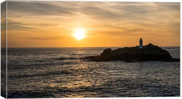 godrevy sunset Canvas Print by keith sutton