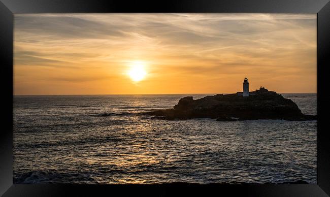 godrevy sunset Framed Print by keith sutton