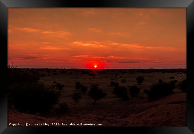 Sunset in Etosha National Park Framed Print by colin chalkley