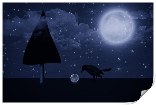 The Raven Max and the stars ball. Print by Dagmar Giers