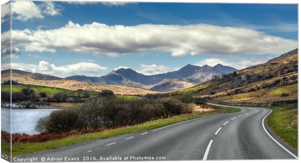 The Winding Road Snowdonia  Canvas Print by Adrian Evans