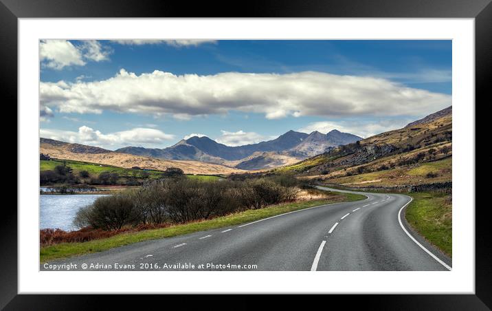 The Winding Road Snowdonia  Framed Mounted Print by Adrian Evans