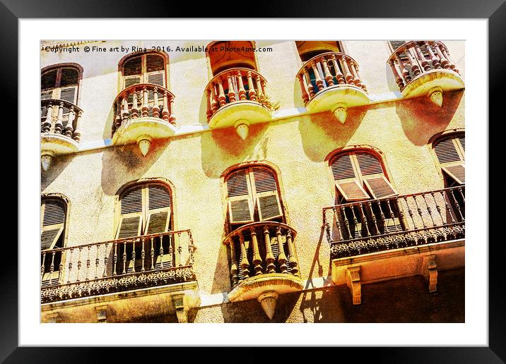 Pretty balconies in Gibraltar. Framed Mounted Print by Fine art by Rina