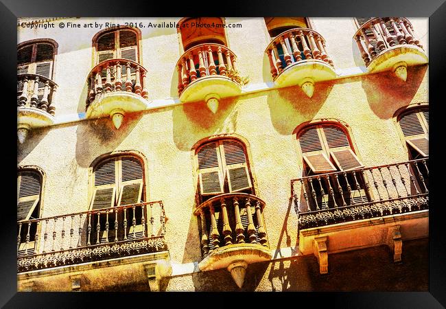 Pretty balconies in Gibraltar. Framed Print by Fine art by Rina