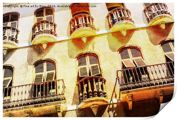 Pretty balconies in Gibraltar. Print by Fine art by Rina