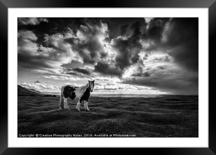 Black Mountain Ponies at Hay Bluff Framed Mounted Print by Creative Photography Wales