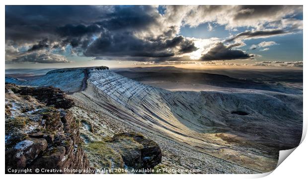 Corn Du Winter Light Print by Creative Photography Wales