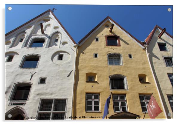 The Three Sister's Houses Tallinn Old Town Estonia Acrylic by Carole-Anne Fooks