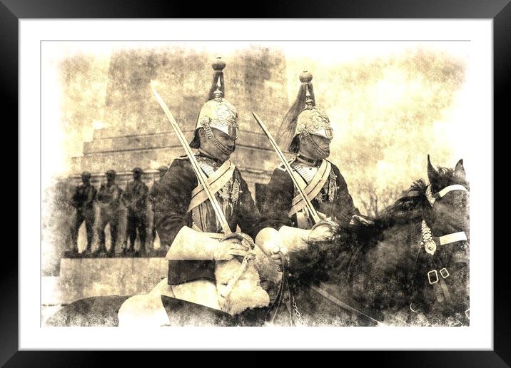 Household Cavalry Changing Of The Guard Vintage Framed Mounted Print by David Pyatt