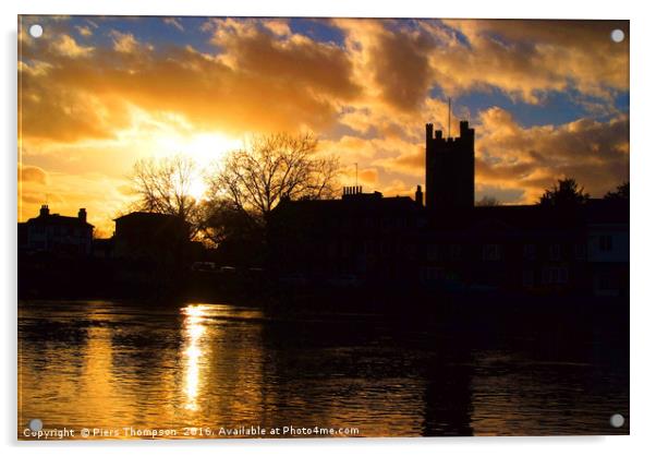 Sunset in Henley-on-thames  Acrylic by Piers Thompson