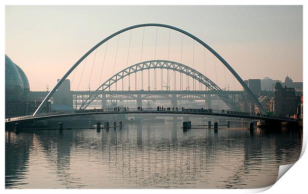 Bridges over the River Tyne, Newcastle Print by Simon Marshall