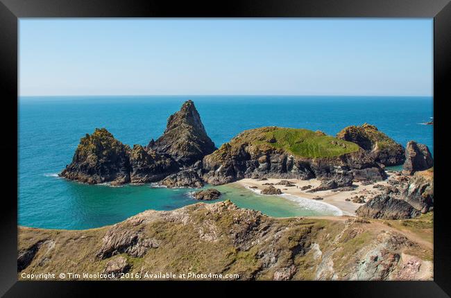 Beautiful sunny day at Kynance Cove in Cornwall Framed Print by Tim Woolcock