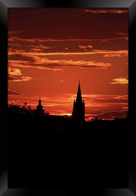 Silhouette of the Old Town Sibiu Romania Framed Print by Adrian Bud