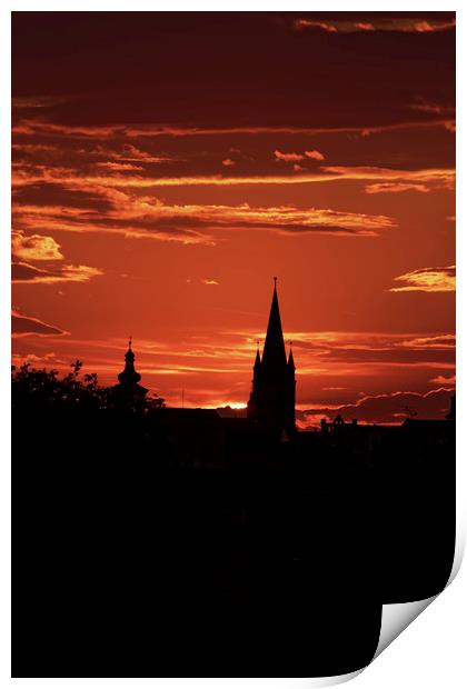 Silhouette of the Old Town Sibiu Romania Print by Adrian Bud