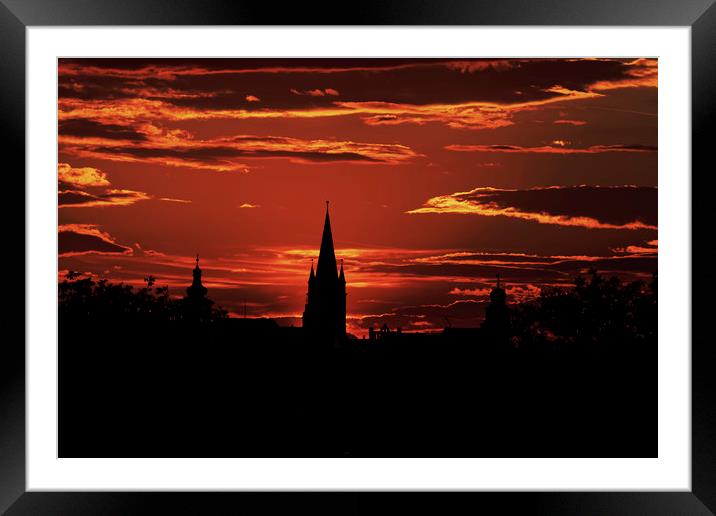 The Silhouette of the Old Town Sibiu Romania Framed Mounted Print by Adrian Bud