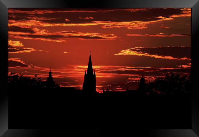 The Silhouette of the Old Town Sibiu Romania Framed Print by Adrian Bud